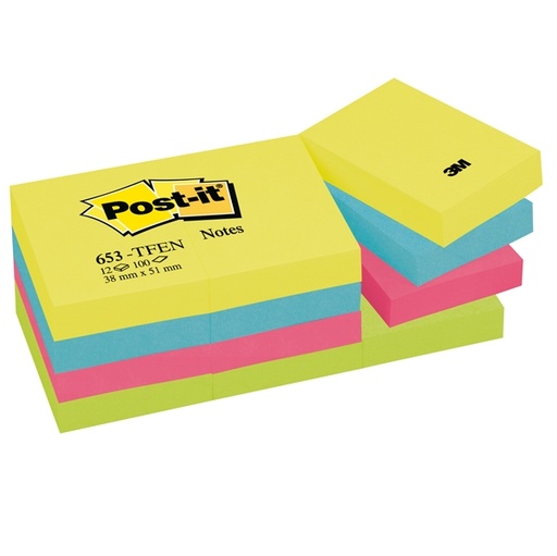 [D64208] BLOCCO 100foglietti Post-it(R) 38x51mm 653-TFEN ENERGY 72GR ASSORTITO