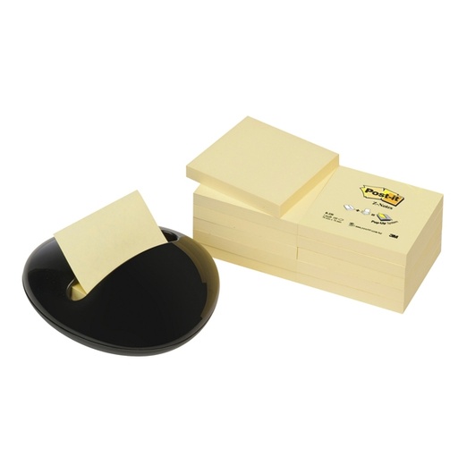 [D64223] DISPENSER STONE NERO+12 RICARICHE 100fg Post-it(R) Z-Notes 76x76mm Giallo Canary™