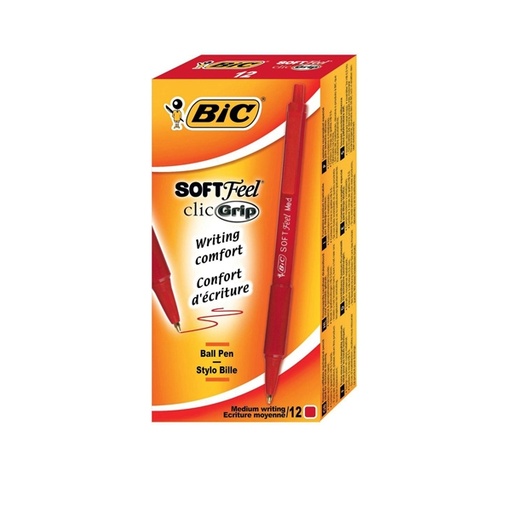 [D64325] SCATOLA 12 PENNE SFERA SCATTO SOFTFEEL CLIC 1.0mm ROSSO
