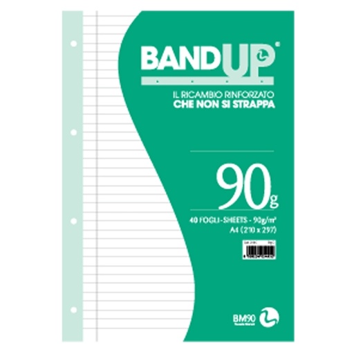 [D64420] RICAMBI FORATI RINFORZATI BANDUP A4 90gr 40fg 1rigo c/margine BM