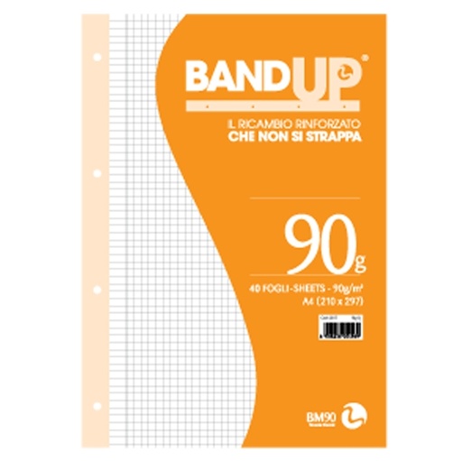 [D64422] RICAMBI FORATI RINFORZATI BANDUP A4 90gr 40fg 4mm c/margine BM