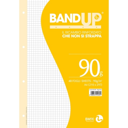 [D64423] RICAMBI FORATI RINFORZATI BANDUP A4 90gr 40fg 5mm BM