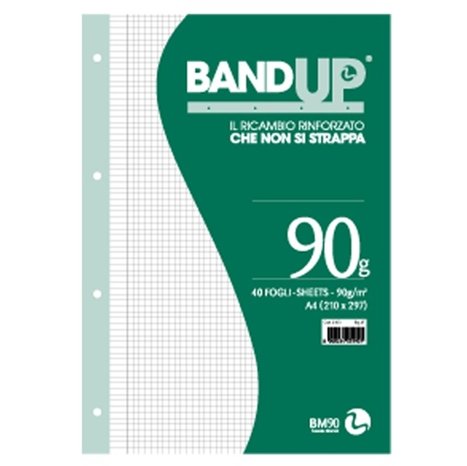 [D64424] RICAMBI FORATI RINFORZATI BANDUP A4 90gr 40fg 5mm c/margine BM
