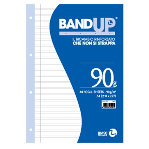[D64427] RICAMBI FORATI RINFORZATI BANDUP A4 90gr 40fg rigo di 3a BM
