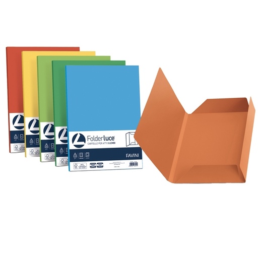 [D64428] 25 cartelline 3 lembi Luce 200gr 24,5x34,5cm mix 5 colori Favini
