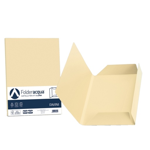 [D64429] 25 cartelline 3 lembi ACQUA 200gr 24,5x34,5cm camoscio FAVINI