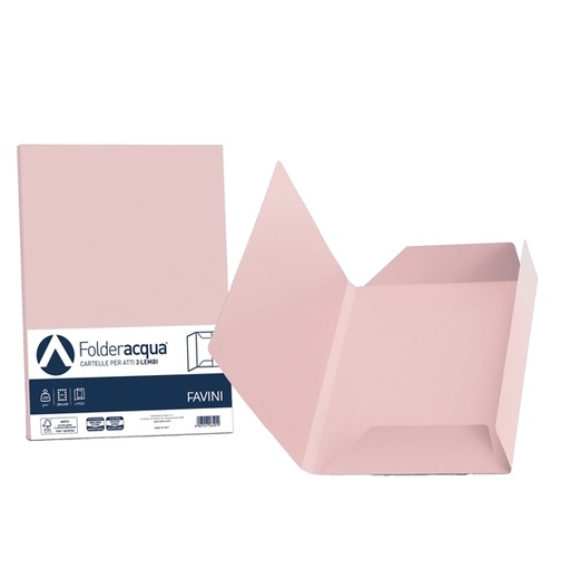 [D64430] 25 cartelline 3 lembi ACQUA 200gr 24,5x34,5cm rosa FAVINI