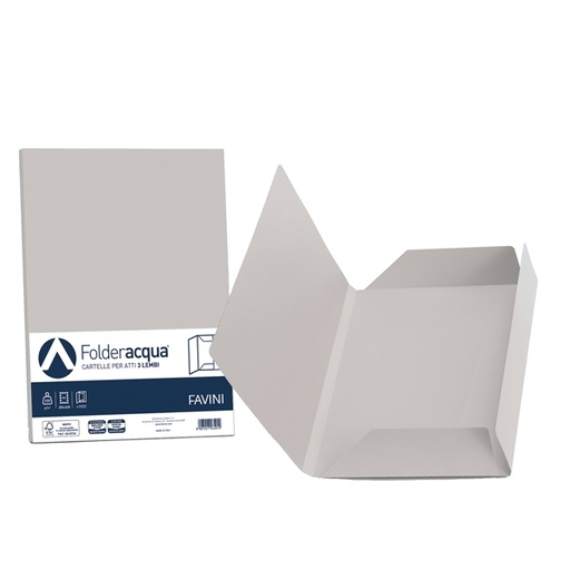 [D64433] 25 cartelline 3 lembi ACQUA 200gr 24,5x34,5cm ghiaccio FAVINI