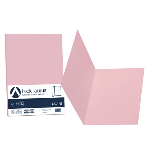 [D64436] 50 cartelline semplici ACQUA 200gr 25x34cm rosa FAVINI