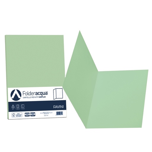 [D64438] 50 cartelline semplici ACQUA 200gr 25x34cm verde chiaro FAVINI