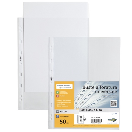 [D64508] 50 BUSTE FORATE 22X30-60 B.A. LEGGERE ATLA SEI ROTA