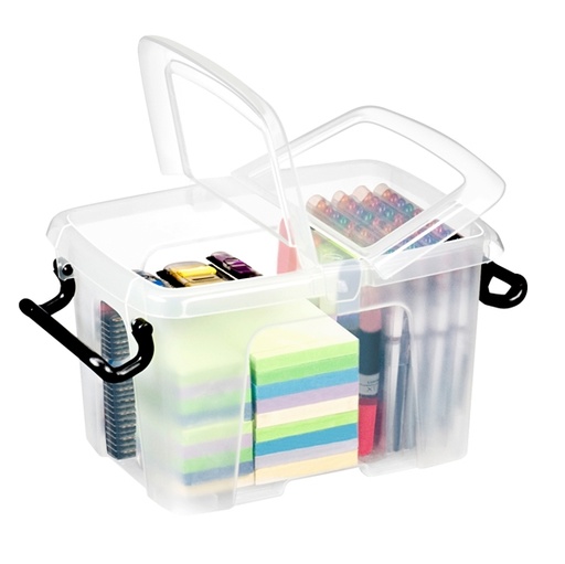 [D64590] CONTENITORE MULTIUSO C/COPERCHIO L28,5x P22,5x H17,5cm - 6LT STRATA