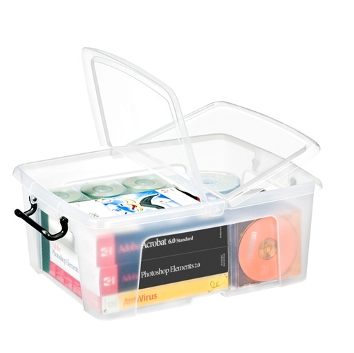 [D64592] CONTENITORE MULTIUSO C/COPERCHIO L50x P39,5x H20,2cm - 24LT STRATA