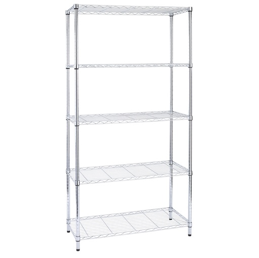 [D64737] LIBRERIA 5 RIPIANI IN ACCIAIO CROMATO 36x90cm - H177cm ARCHIMEDE LIGHT