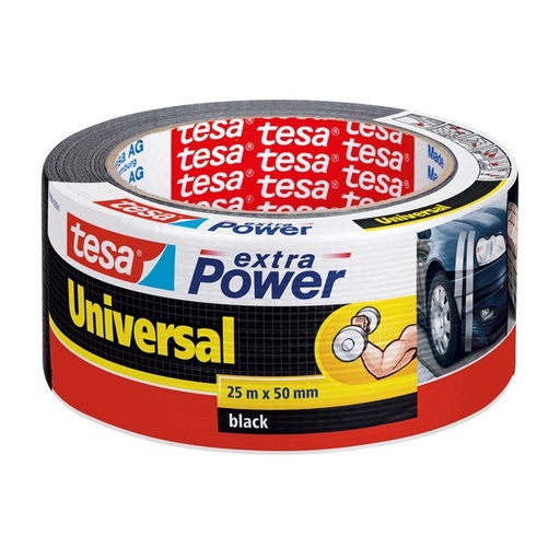 [D64993] NASTRO ADESIVO 25mtx50mm NERO tesa(R) Extra Power Universal