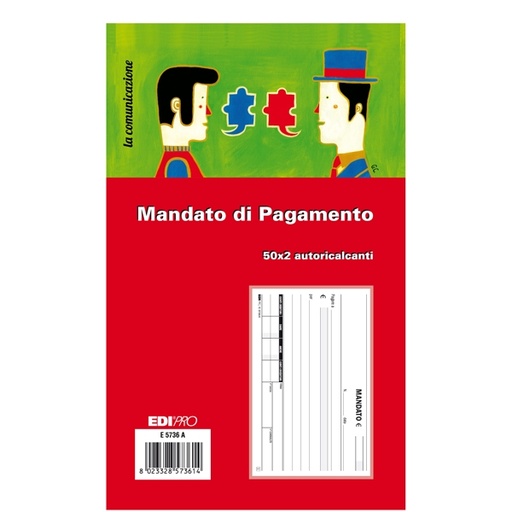 [D65605] BLOCCO MANDATO DI PAGAMENTO 9,9x17cm 50x2fg AUTORIC. E5736A
