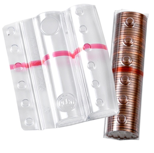 [D66440] SACCHETTO DA 100 BLISTER PORTAMONETE 5 CENT FASCIA ROSSA