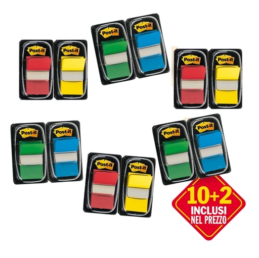 [D66711] PROMO PACK 10+2 Post-it(R) INDEX 680 COLORI ASS.