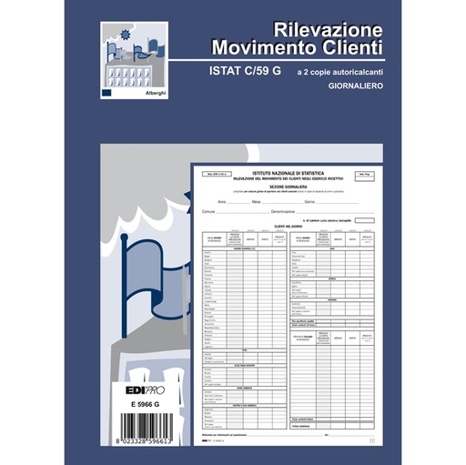 [D67236] BLOCCO MODELLO ISTAT C59 GIORNALIERO 31x21cm 50fg 2copie ric E5966G EDIPRO