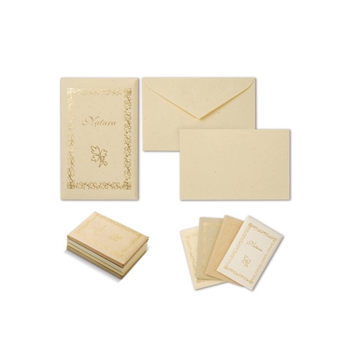 [D67414] TASCHETTA 10biglietti+10buste F.to 9 9x14cm NATURA COLORI ASSORTITI