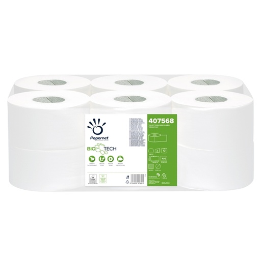 [D67490] Carta igienica MiniJumbo 2veli microgoffrata 150mt BioTech Papernet