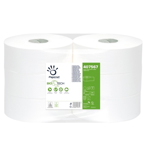 [D67491] Carta igienica MaxiJumbo 2veli microgoffrata 300mt BioTech Papernet
