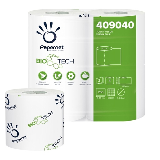 [D67492] Pacco 4RT carta igienica classica 2veli 27,5mt 250 strappi BioTech Papernet