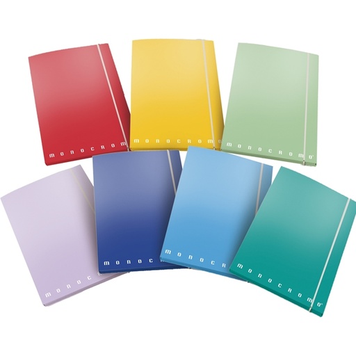 [D67589] CARTELLA 3 LEMBI c/elastico A4 - D 1.2 MONOCROMO colori assortiti