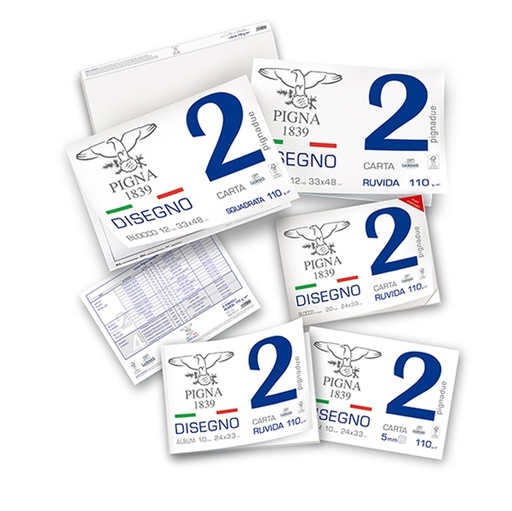 [D67596] BLOCCO DISEGNO PIGNA2 33x48cm collato 12fg 110gr ruvido