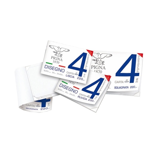 [D67599] BLOCCO DISEGNO PIGNA4 24x33cm 4 angoli 20fg 200gr ruvido