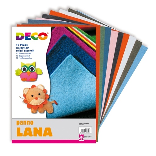 [D67655] CONF. 10 PEZZE PANNO LANA 20x30cm colori assortiti DECO