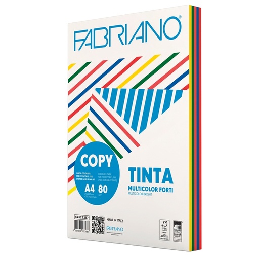 [D67748] CARTA COPY TINTA MULTICOLOR A4 80gr 250fg mix 5 colori forti