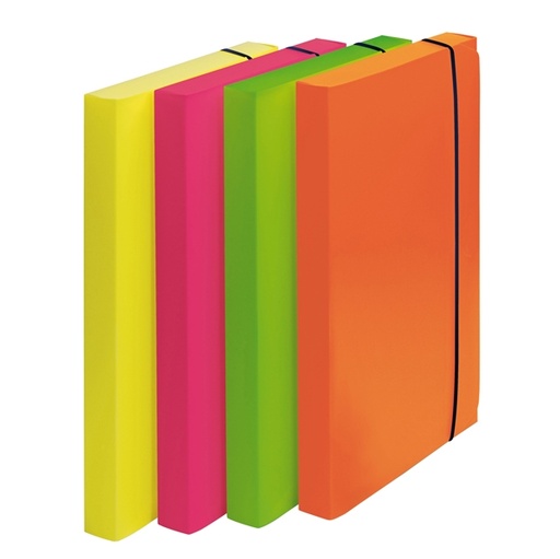 [D68091] CARTELLA PROGETTO D.3cm CON ELASTICO COLORI FLUO SHOCKING FILE