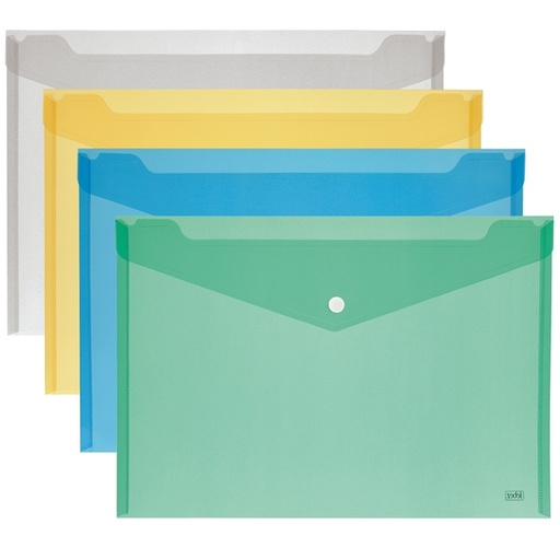 [D68142] BUSTA CON BOTTONE 18,5x13,5cm - ORIZZ. COLORI ASSORTITI LEBEZ