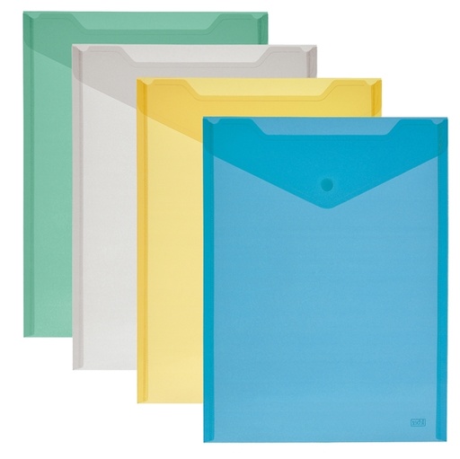 [D68145] BUSTA CON BOTTONE 18x25cm - VERT. COLORI ASSORTITI LEBEZ