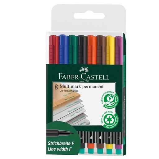 [D68173] BUSTA 8 COLORI PENNARELLO MULTIMARK 0,6mm FINE FABER-CASTELL