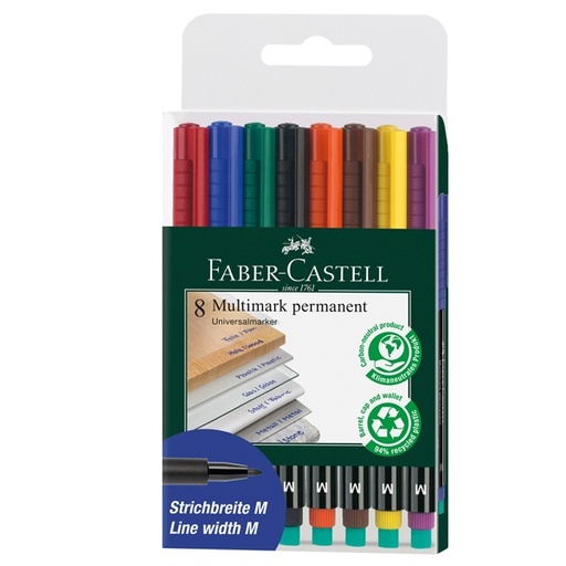 [D68174] BUSTA 8 COLORI PENNARELLO MULTIMARK 1,0mm MEDIO FABER-CASTELL