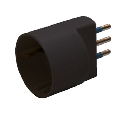 [D68207] ADATTATORE SEMPLICE NERO CON SPINA 2P+T 10A - PRESA SCHUKO 10A
