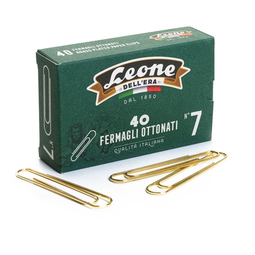 [D68845] SCATOLA 40 FERMAGLI N.7 MM75 SUPER GIGANTI OTTONATI LEONE
