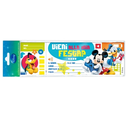 [D69536] BLOCCHETTO 10 INVITI ALLA FESTA MICKEY DISNEY Rex Sadoch