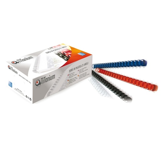 [D69620] 50 DORSI PLASTICI 21 ANELLI 45MM ROSSO TiTanium