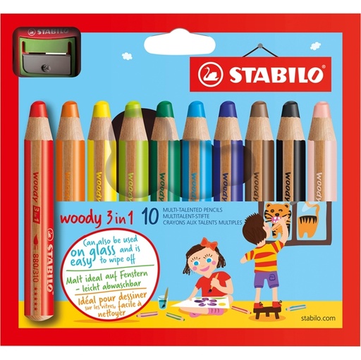 [D70042] Astuccio 10 pastelli STABILO WOODY 3in1 + TEMPERINO