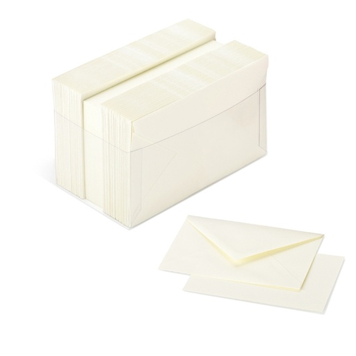 [D70568] SCATOLA 100 CARTONCINI 200gr + 100 BUSTE 90gr AVORIO FORMATO 4 FAVINI
