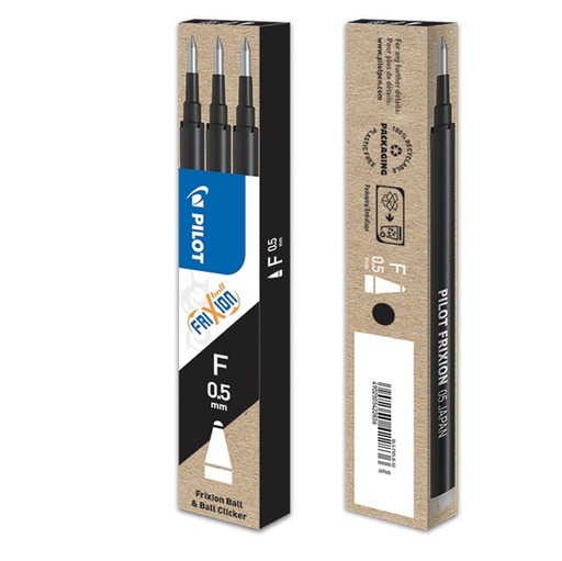 [D70875] SET 3 REFILL SFERA FRIXIONball CLICKER 0.5mm NERO PILOT