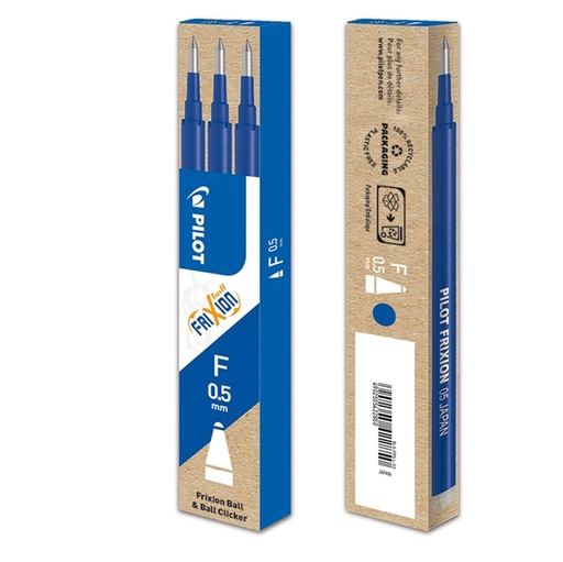 [D70876] SET 3 REFILL SFERA FRIXIONball CLICKER 0.5mm BLU PILOT