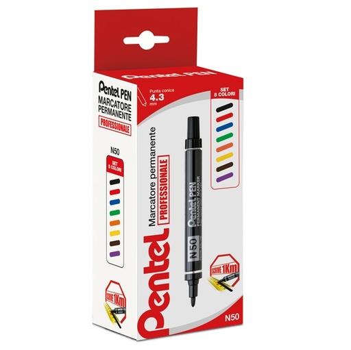 [D70896] ASTUCCIO MARCATORE PENTEL PEN N50 8 COL.ASSORTITI P.TONDA