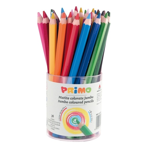 [D71018] BARATTOLO DA 36 PASTELLI COLORATI MAXI JUMBO 100 FSC in 12 colori PRIMO