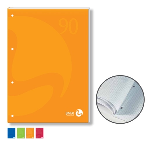 [D71060] BLOCCO NOTES COLLATO lato lungo A4 4fori 90gr 50fg 1rigo cop.250gr BM