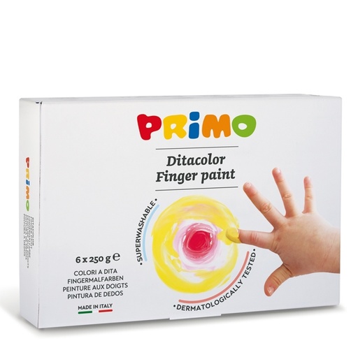 [D71087] BOX 6 COLORI A DITA 250ml PRIMO