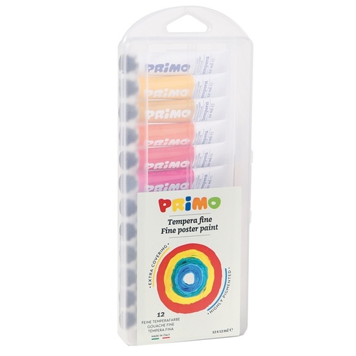 [D71123] ASTUCCIO 12 TUBI TEMPERA 12ML Primo